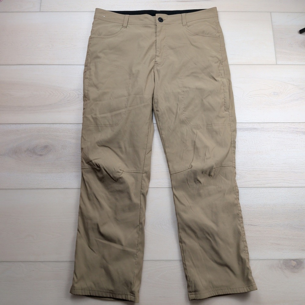 Orvis Fleece Lined Pants Mens 36x30 Tan Khaki Nylon Stretch Hiking Outdoor